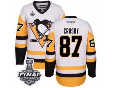 Men's Reebok Pittsburgh Penguins #87 Sidney Crosby Authentic White Away 2017 Stanley Cup Final NHL Jersey