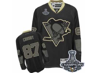 Men's Reebok Pittsburgh Penguins #87 Sidney Crosby Premier Black Ice 2017 Stanley Cup Champions NHL Jersey