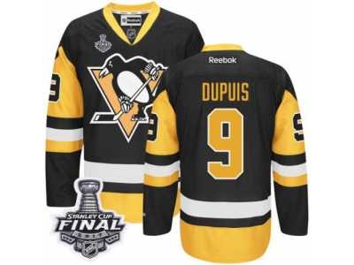 Men's Reebok Pittsburgh Penguins #9 Pascal Dupuis Authentic Black Gold Third 2017 Stanley Cup Final NHL Jersey