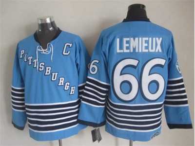 NHL Pittsburgh Penguins #66 Mario Lemieux Throwback blue jerseys