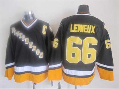 NHL Pittsburgh Penguins #66 Mario Lemieux black-yellow jerseys
