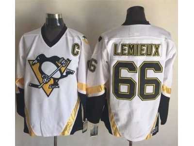Pittsburgh Penguins #66 Mario Lemieux White CCM Throwback Stitched NHL Jersey
