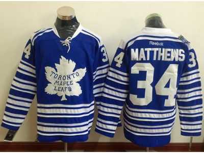 Men Toronto Maple Leafs #34 Auston Matthews Blue 1917-2017 100th Anniversary Stitched NHL Jersey