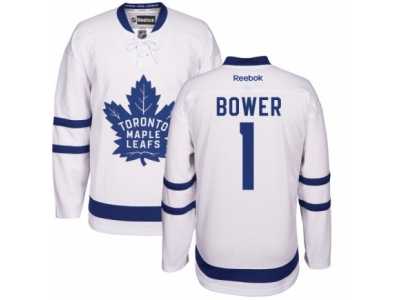 Men's Reebok Toronto Maple Leafs #1 Johnny Bower Authentic White Away NHL Jerseys