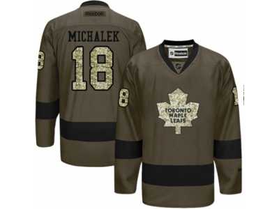 Men's Reebok Toronto Maple Leafs #18 Milan Michalek Authentic Green Salute to Service NHL Jersey