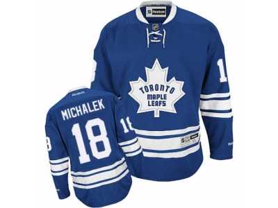 Men's Reebok Toronto Maple Leafs #18 Milan Michalek Authentic Royal Blue New Third NHL Jersey