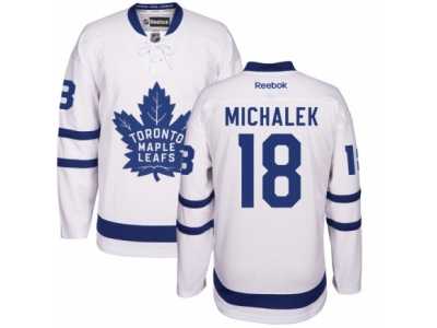 Men's Reebok Toronto Maple Leafs #18 Milan Michalek Authentic White Away NHL Jersey