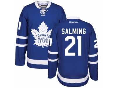 Men's Reebok Toronto Maple Leafs #21 Borje Salming Authentic Royal Blue Home NHL Jerseys