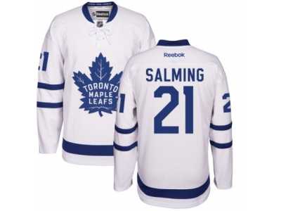 Men's Reebok Toronto Maple Leafs #21 Borje Salming Authentic White Away NHL Jerseys