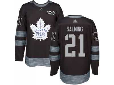 Men's Toronto Maple Leafs #21 Borje Salming Black 1917-2017 100th Anniversary Stitched NHL Jersey