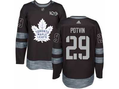 Men's Toronto Maple Leafs #29 Felix Potvin Black 1917-2017 100th Anniversary Stitched NHL Jersey