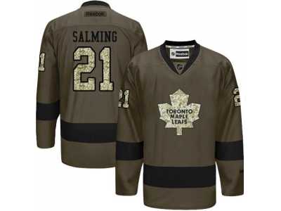 Toronto Maple Leafs #21 Borje Salming Green Salute to Service Stitched NHL Jersey