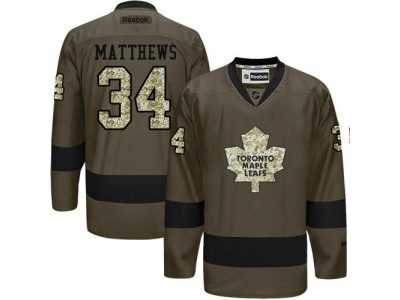 Toronto Maple Leafs #34 Auston Matthews Green Salute to Service Stitched NHL Jersey