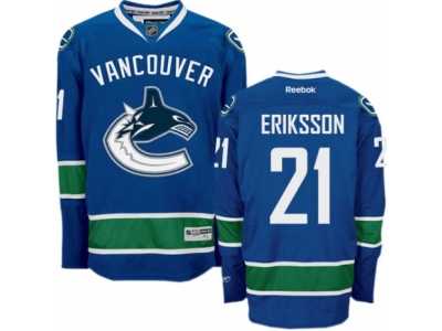 Men's Reebok Vancouver Canucks #21 Loui Eriksson Authentic Navy Blue Home NHL Jersey