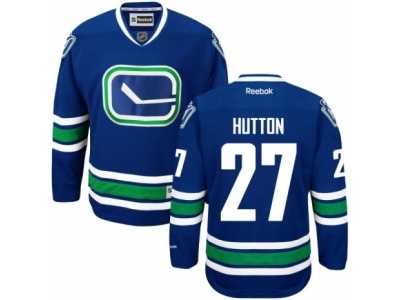 Men's Reebok Vancouver Canucks #27 Ben Hutton Authentic Royal Blue Third NHL Jersey