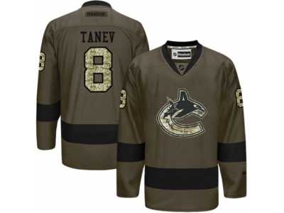 Men's Reebok Vancouver Canucks #8 Christopher Tanev Authentic Green Salute to Service NHL Jersey