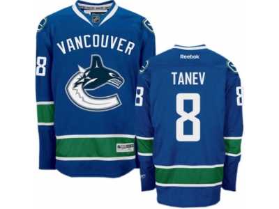 Men's Reebok Vancouver Canucks #8 Christopher Tanev Authentic Navy Blue Home NHL Jersey