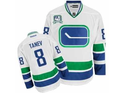 Men's Reebok Vancouver Canucks #8 Christopher Tanev Authentic White Third 40TH Patch NHL Jersey