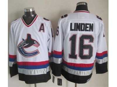 NHL Vancouver Canucks #16 Trevor Linden White Black CCM Throwback Stitched jerseys