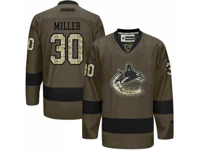 Vancouver Canucks #30 Ryan Miller Green Salute to Service Stitched NHL Jersey