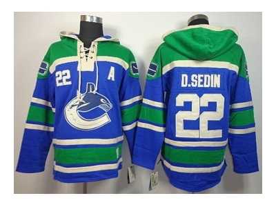 nhl jerseys vancouver canucks #22 d.sedin blue-green[pullover hooded sweatshirt][patch A]