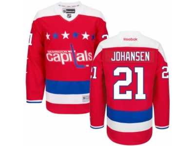 Men's Reebok Washington Capitals #21 Lucas Johansen Authentic Red Third NHL Jersey