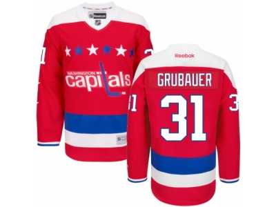 Men's Reebok Washington Capitals #31 Philipp Grubauer Authentic Red Third NHL Jersey