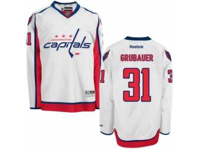 Men\'s Reebok Washington Capitals #31 Philipp Grubauer Authentic White Away NHL Jersey