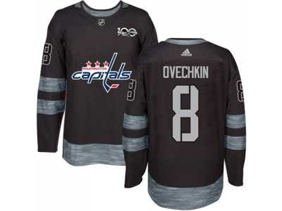 Washington Capitals #8 Alex Ovechkin Black 1917-2017 100th Anniversary Stitched NHL Jersey