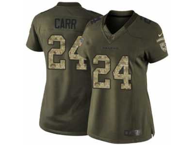 Women's Nike Baltimore Ravens #24 Brandon Carr Limited Green Salute to Service NFL Jersey
