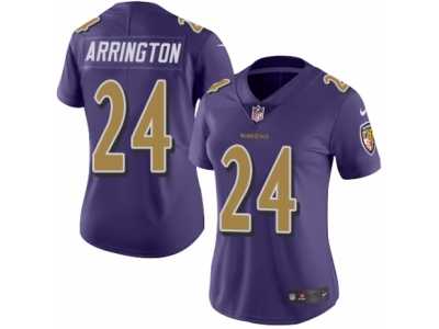 Women's Nike Baltimore Ravens #24 Kyle Arrington Limited Purple Rush NFL Jersey