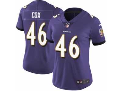 Women's Nike Baltimore Ravens #46 Morgan Cox Vapor Untouchable Limited Purple Team Color NFL Jersey