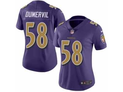 Women's Nike Baltimore Ravens #58 Elvis Dumervil Limited Purple Rush NFL Jersey