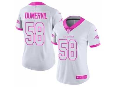 Women's Nike Baltimore Ravens #58 Elvis Dumervil Limited Rush Fashion Pink NFL Jersey