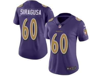 Women's Nike Baltimore Ravens #60 Nico Siragusa Limited Purple Rush NFL Jersey