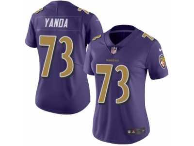 Women's Nike Baltimore Ravens #73 Marshal Yanda Limited Purple Rush NFL Jersey