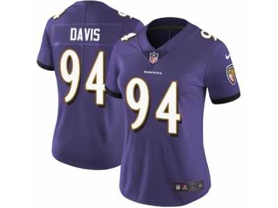 Women's Nike Baltimore Ravens #94 Carl Davis Vapor Untouchable Limited Purple Team Color NFL Jersey