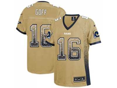 Women Nike St. Louis Rams #16 Jared Goff Gold Stitched NFL Elite Drift Fashion Jersey