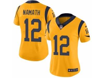 Women's Nike Los Angeles Rams #12 Joe Namath Limited Gold Rush NFL Jersey