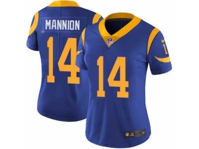 Women's Nike Los Angeles Rams #14 Sean Mannion Vapor Untouchable Limited Royal Blue Alternate NFL Jersey