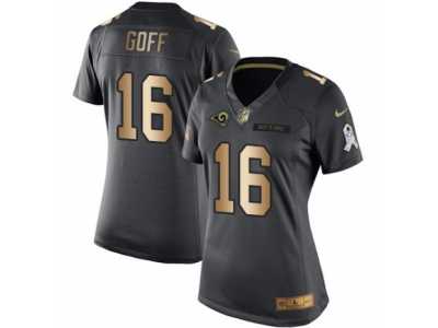 Women's Nike Los Angeles Rams #16 Jared Goff Limited Black Gold Salute to Service NFL Jersey