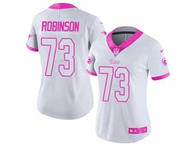 Women's Nike Los Angeles Rams #73 Greg Robinson Limited White Pink Rush Fashion NFL Jersey