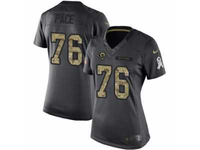 Women's Nike Los Angeles Rams #76 Orlando Pace Limited Black 2016 Salute to Service NFL Jersey