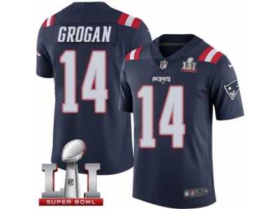 Men's Nike New England Patriots #14 Steve Grogan Limited Navy Blue Rush Super Bowl LI 51 NFL Jersey