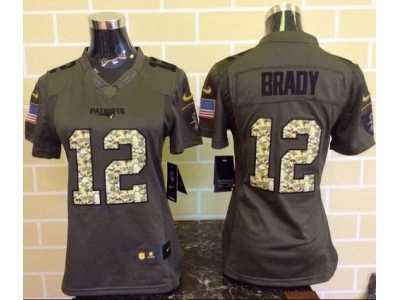 Women Nike New England Patriots #12 Tom Brady Green Salute to Service Jerseys