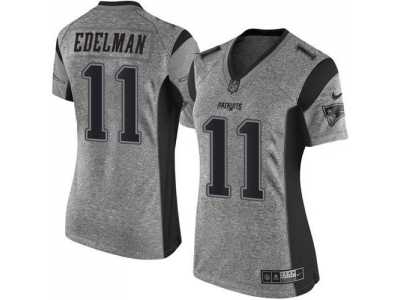 Women Nike Patriots #11 Julian Edelman Gray Stitched NFL Limited Gridiron Gray Jersey