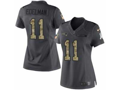 Women's Nike New England Patriots #11 Julian Edelman Limited Black 2016 Salute to Service NFL Jersey