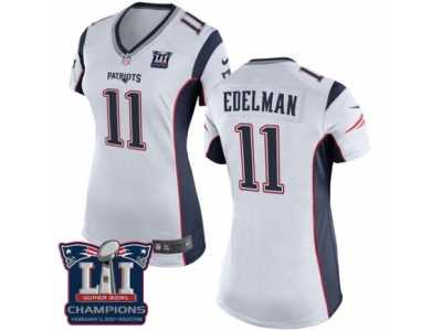 Women's Nike New England Patriots #11 Julian Edelman White Super Bowl LI Champions NFL Jersey