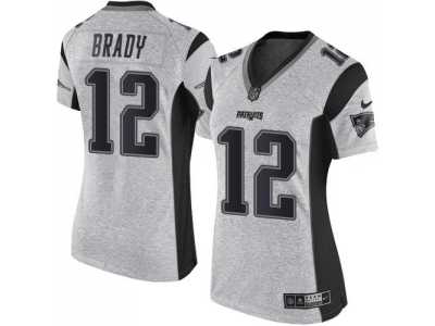Women's Nike New England Patriots #12 Tom Brady Gray Stitched NFL Limited Gridiron Gray II Jersey