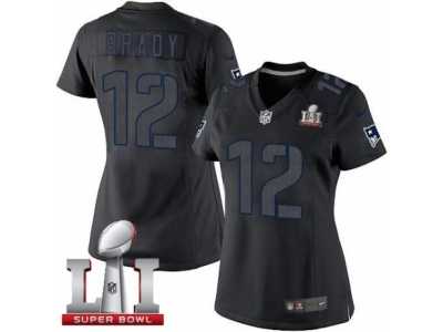 Women's Nike New England Patriots #12 Tom Brady Limited Black Impact Super Bowl LI 51 NFL Jersey